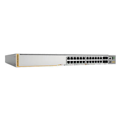 Switch PoE+ Stackeable Capa 3 / 20 puertos Gigabit + 4 Multi-Gigabit hasta 5G + 4 SFP+ 10G / 740W PoE+ / 160 Gbps / 119 Mpps AT-X530-28GPXM-10 ALLIED TELESIS