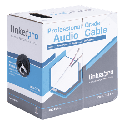 Cable para Bocina / 2x18 AWG / Bobina 152 m (500 ft) / Conductor de Cobre / Blanco PRO-AUDIO LINKEDPRO BY EPCOM