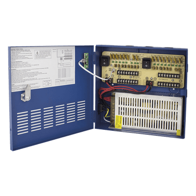 Fuente de poder profesional HEAVY DUTY de 11 - 15 Vcc @ 20 Amper, para 16 cámaras, con voltaje de entrada de: 110-220 Vca XP16DC204K EPCOM POWERLINE