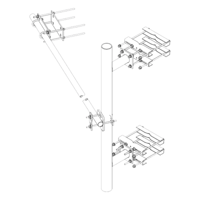 Montaje Lateral para Torre / Mástil de Acero Galvanizado 4-1/2" x 72" (1.8 m) / Separación 30 cm (1 ft) / Brazo de Refuerzo Incluido TRY-ST-HD-025 Trylon