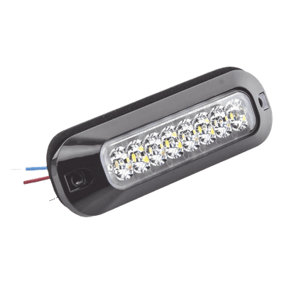 Luz Auxiliar LED / 4 LEDs Ultra Brillantes / 21 Patrones de Destello / 12-24 VCC / SAE J595 Clase I / Mica de Policarbonato Transparente