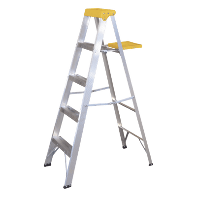 Escalera Tipo Tijera / 5 Peldaños / Aluminio Tipo III / 1.83 m (6 ft) / Carga 90 kg / ANSI A14.2 SYS-ET5 SURTEK