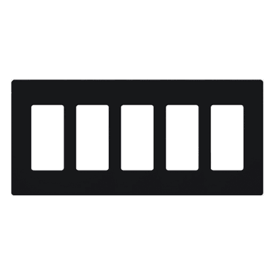 Placa de pared Claro / 5 gangs / screwless / 259 x 119 mm / perfil 7.6 mm / acabado brillante negro / estilo Designer CW5BL LUTRON ELECTRONICS