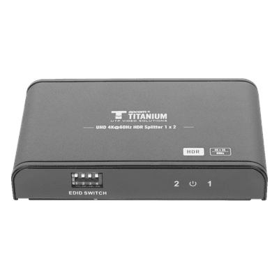 Divisor (Splitter) HDMI 4K de 1 Entrada a 2 Salidas (Simultaneas) / Soporta 4K×2K / Ajuste de resoluciones EDID / HDR / HDMI 2.0 / HDCP 2.2 / Soporta formatos de Audio Dolby Digital / Longitud del cable de entrada y salida ≤10m. TT312HDR-V2.0 EPCOM TITANIUM