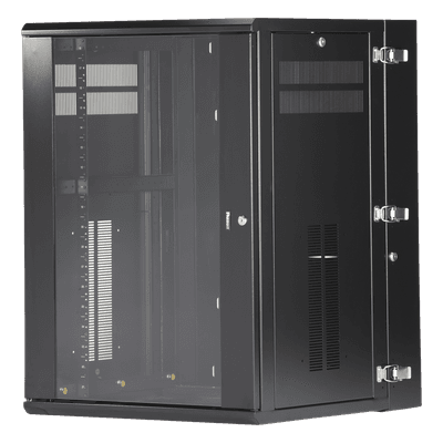 Gabinete de Montaje en Pared / 19in / 18 UR / 635mm (2.08ft) Profundidad / Ventana de Seguridad / 300 lb (136.1 kg) Carga / Acero Negro PZWMC18W PANDUIT