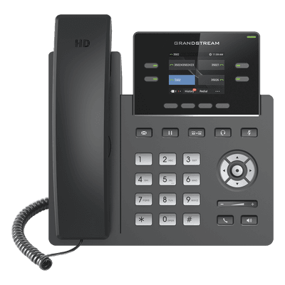 Teléfono IP / 4 Líneas SIP / 2 Cuentas / Pantalla Color 2.4" / Codecs HD G.722 y Opus / Gestión en la Nube / Puertos 10/100 Mbps GRP-2612 GRANDSTREAM