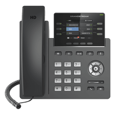 Teléfono IP / 3 Líneas SIP / 6 Cuentas / Pantalla 2.4" / PoE / Gigabit / Audio HD Opus