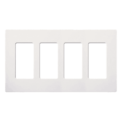 Placa de Pared / 4 Espacios / Sin Tornillos / Acabado Satinado Snow / Apertura Designer / 213 mm (8.4 in) Ancho SC-4-SW LUTRON ELECTRONICS