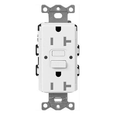 Receptáculo Dúplex GFCI / Autocomprobación Continua / 15 A / 125 V~ / Clase A 4-6 mA / Antimanipulación / LED Estado Bicolor SCR-15-GFST-SW-L LUTRON ELECTRONICS