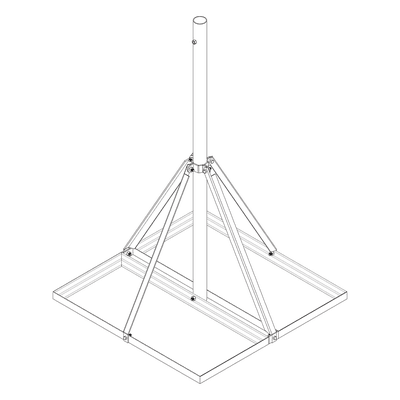 Base No Penetrante para Techo / Mástil 1.5 m (4.9 ft) / Armazón 0.9 x 0.9 m (3 x 3 ft) / Acero Galvanizado en Caliente / Instalación sin Perforación S-BNP-901 SYSCOM TOWERS