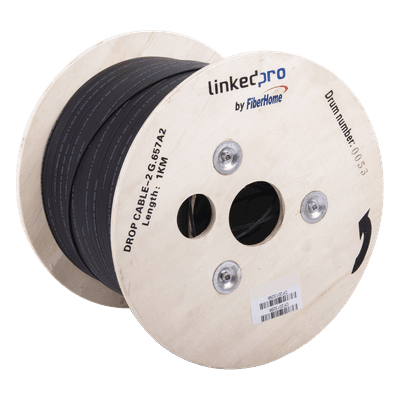 Carrete de Fibra Óptica Drop / 1 km / G.657A2 Bifibra / LSZH / Interior-Exterior / 3.28 ft (1 km) IC-DROPA2-2C LINKEDPRO BY FIBERHOME