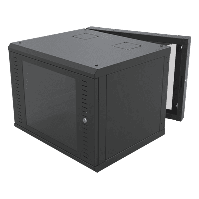 Gabinete de Pared Abatible / Rack 19" 12U / Carga 50 kg / Cristal Templado / Giro 180° / Acero Negro SR-1912-GAP-V4 LINKEDPRO BY EPCOM