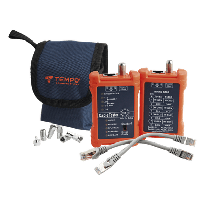 Tester de Cables / LAN 8 Hilos / Coaxial / Mapeo de Pines / 300 m / 900 pies / RJ45 / RJ11 PA1594 TEMPO