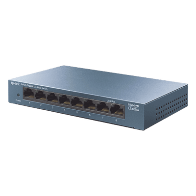 Switch de Escritorio / 8 Puertos Gigabit 10/100/1000 Mbps / Carcasa Metálica / Green Ethernet / Plug-and-Play LS108G TP-LINK