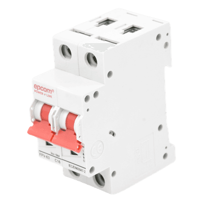 Protección Térmica/ Interruptor 2P, 16A, Corriente Directa 800 Vcc para Aplicación Fotovoltaica Montaje Riel DIN FPV63 EPCOM POWERLINE