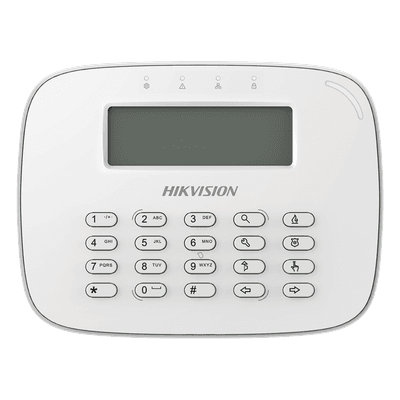 Teclado LCD cableado / Pantalla 2 líneas 80x25 mm / Armado por tarjeta o llavero / 12VCC 1.8W / -10°C a 55°C / 272g DS-PK-LRT HIKVISION
