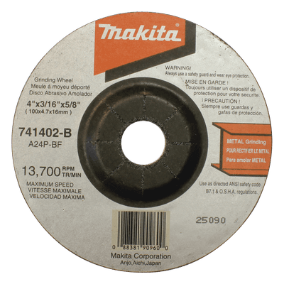 Disco abrasivo de desbaste / 4 1/2" eje 7/8" / Espesor 6 mm / Calidad estándar B-44264 MAKITA