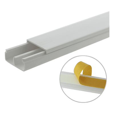 Canaleta PVC / 20 x 10 mm / División Interna / 1.83 m (6 ft) / Auto-extinguible / Cinta Adhesiva / NOM-001-SEDE