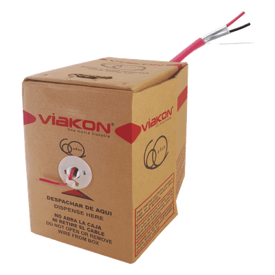 Bobina de Cable para Alarma de Incendio / 2 x 18 AWG / 305 m (1000 ft) / Blindado / FPLR / Rojo 9422 VIAKON