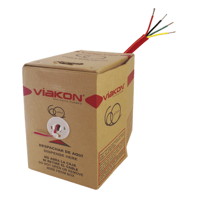 Cable FPLR / 4 Conductores / 18 AWG / 305 m (1000 pies) / Rojo / Riser / Blindado / UL 1424 9424 VIAKON