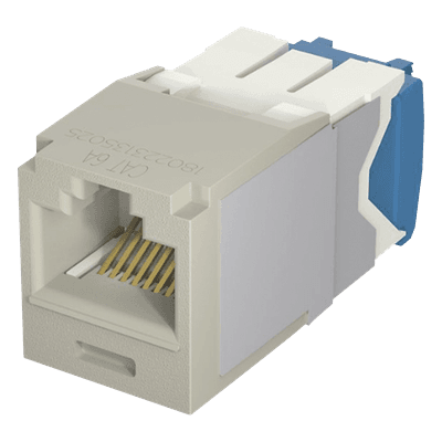 Conector Jack RJ45 / Categoría 6A / 8 Posiciones 8 Cables / Terminación TG / PoE 100W / Color Gris CJ6X88TGIG PANDUIT
