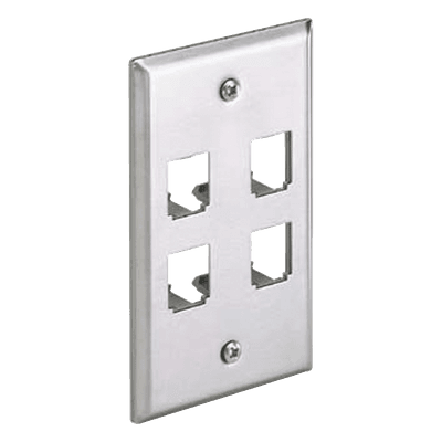 Placa de Pared Vertical / Acero Inoxidable Grado 304 / 4 Puertos Mini-Com / 2.74 x 4.5 pulgadas CFP4SY PANDUIT