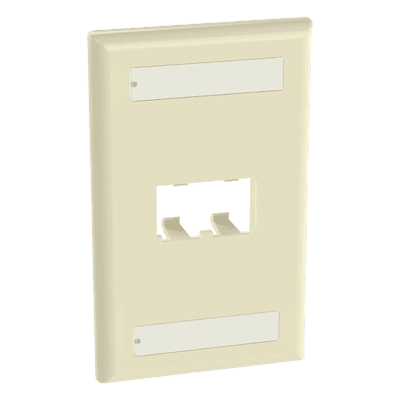 Placa de Pared Vertical / 2 Puertos Mini-Com / Diseño Plano / 69.8 x 114.3 mm (2.75 x 4.5 in) / Marfil CFPL2EIY PANDUIT