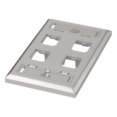 Placa de Pared Vertical / Acero Inoxidable Grado 304 / 4 Puertos Mini-Com / 69.8 x 114.3 mm / 2.75 x 4.5 pulg.