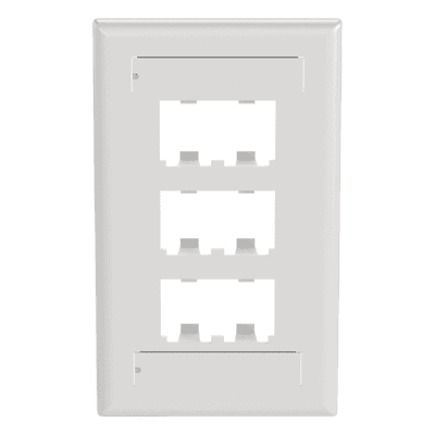 Placa de Pared Vertical / 6 Puertos Mini-Com / Diseño Plano / 2.75 x 4.5 in / ABS / Blanco CFPL6WHY PANDUIT