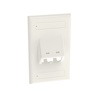 Placa de Pared Vertical / 2 Puertos Mini-Com Inclinados / ABS / 2.75 x 4.5 in / Con Etiquetas / Blanco CFPSL2WHY PANDUIT