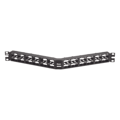 Panel de Parcheo Modular / 48 Puertos / 1UR / 19in / Angulado / Alta Densidad / Sin Blindaje / Mini-Com