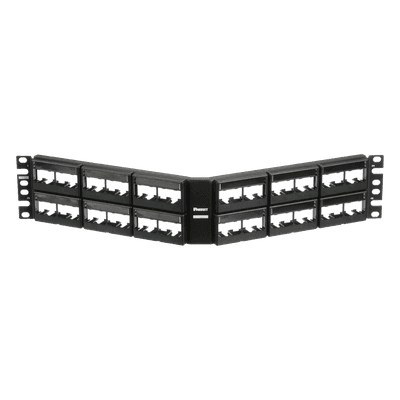 Panel de Parcheo Modular / Angulado / 48 Puertos / 2UR / Sin Blindaje / Con Etiqueta y Cubierta