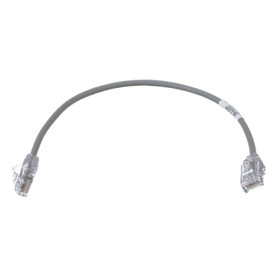 Cable de Parcheo Cat6 / UTP 28AWG / Diámetro Reducido 3.8 mm / 0.30 m (1 Pie) / Gris / LSZH-CM / PoE++ UTP28SP1GY PANDUIT