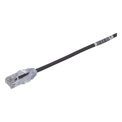 Cable de Parcheo Cat6 / UTP 28AWG / 20.2 cm (0.66 ft) / Diámetro 3.8 mm / PoE hasta 48 cables en mazo / Negro UTP28SP8INBL PANDUIT
