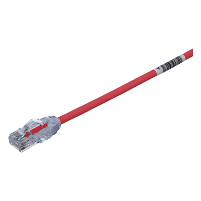 Cable de Parcheo UTP Cat6A / 28AWG / CM-LSZH / 0.3m (1 Pie) / Rojo / PoE++ / -40 a 75°C UTP28X1RD PANDUIT