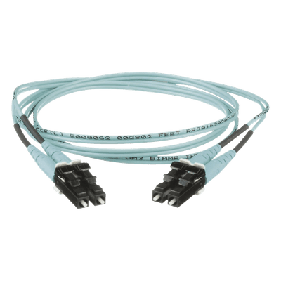Jumper de Fibra Óptica / Multimodo OM3 50/125 / LC-LC Dúplex / OFNR Riser / 8 m (26.25 pies) / Aqua FX2ERLNLNSNM008 PANDUIT