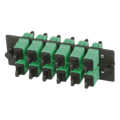 Placa Acopladora de Fibra Óptica / 12 Conectores SC/APC / Monomodo OS1/OS2 / Color Verde / Cerámica Zirconia FAP12WAGSCZ PANDUIT