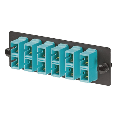 Placa Acopladora de Fibra Óptica / 6 Conectores SC Duplex (12 Fibras) / Multimodo OM3/OM4 / Color Aqua / Alta Densidad FAP6WAQDSCZ PANDUIT