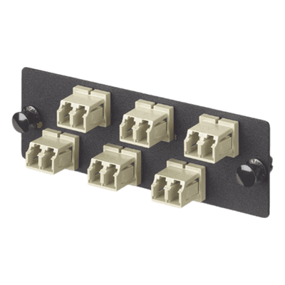 Placa Acopladora de Fibra Óptica / 6 Conectores LC Duplex / 12 Fibras / Multimodo OM1 / Mangas Cerámicas Zirconia FAP6WEIDLCZ PANDUIT