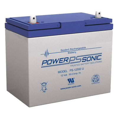 Batería AGM/VRLA / 12V / 55Ah @20hr / Terminales U / 5 Años Vida Útil / UL / Sin Mantenimiento PS-12550U POWER SONIC