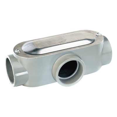 Caja de Registro Tipo T / 1/2" (12.7 mm) / Volumen 65.5 cm³ / 3 Conductores #8 AWG / Aluminio Inyectado / UL y CSA