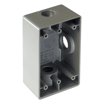 Caja Condulet FS / 1/2" (12.7 mm) / Tres Bocas / Aluminio Diecast / Intemperie / 275.5 cm³ / UL 514A-B RR-0480 RAWELT