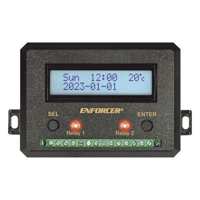 Temporizador Anual / Dos Relevadores / 99 Eventos por Relé / Pantalla LCD / 12-24 VCD / 4.13x2.99x1.3 in SA-027HQ ENFORCER SECOLARM