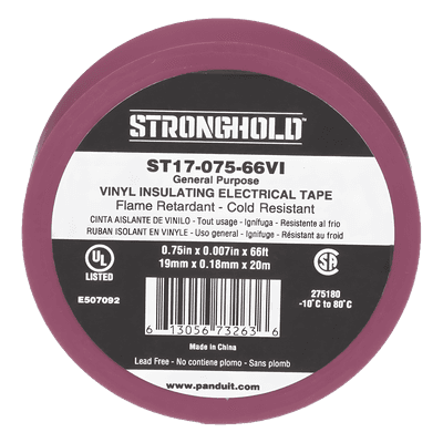 Cinta Aislante Eléctrica / PVC Uso General / 600V / 20.12 m (66 ft) / 19 mm Ancho / UL 510 / Violeta ST17-075-66VI PANDUIT