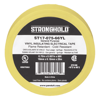 Cinta Aislante Eléctrica / PVC 0.18 mm / 19 mm x 20.12 m (66 ft) / 600V / UL 510 / Amarillo ST17-075-66YL PANDUIT