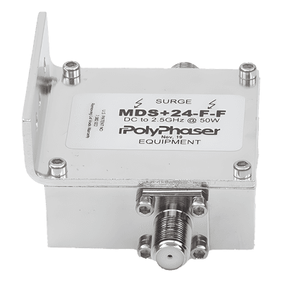 Protector RF Coaxial / 75 Ohm / +24VDC / F Hembra / 300 MHz - 2.5 GHz / 50W MDS24FF POLYPHASER