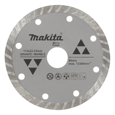 Disco de Diamante Turbo / 4 1/2" / Eje 7/8" / Espesor 1.8 mm / Uso en Seco / Granito, Mármol y Concreto D-44301 MAKITA
