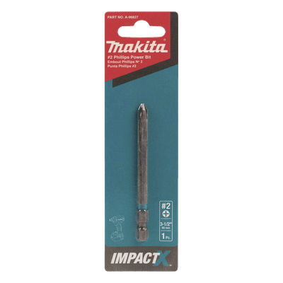 Punta Phillips Impact-X / PH2 / 3-1/2" (89mm) / Acero Alta Resistencia / Blister 1 pieza A96827 MAKITA