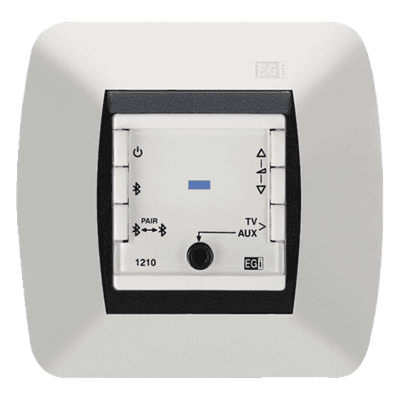 Amplificador Bluetooth / Entrada AUX/TV / Potencia 2+2W RMS / Alimentación Universal 110-230VCA / Dimensiones 45x45x52 mm