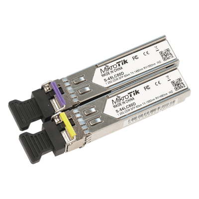 Par de Módulos SFP / 1.25G / SM / 80 km / LC / Industrial -40°C a +85°C / DDM S-4554LC80D MIKROTIK